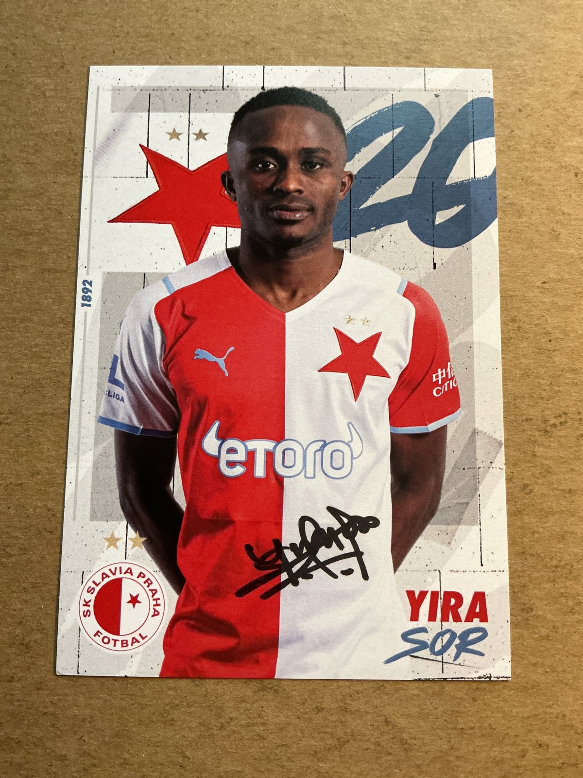 Yira Sor, Nigeria 🇳🇬 SK Slavia Prague 2021/22 hand signed - Autographs-World
