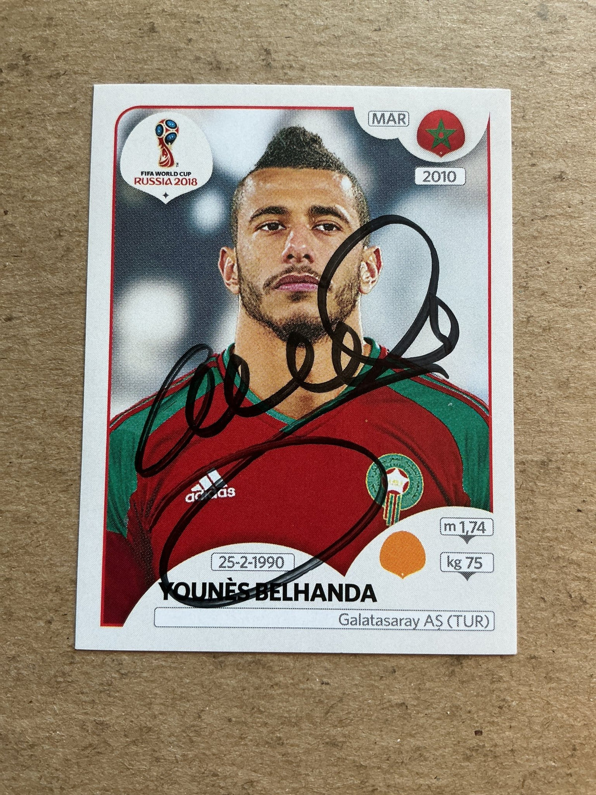 Younès Belhanda, Morocco 🇲🇦 FIFA World Cup 2018 Panini hand signed - Autographs-World