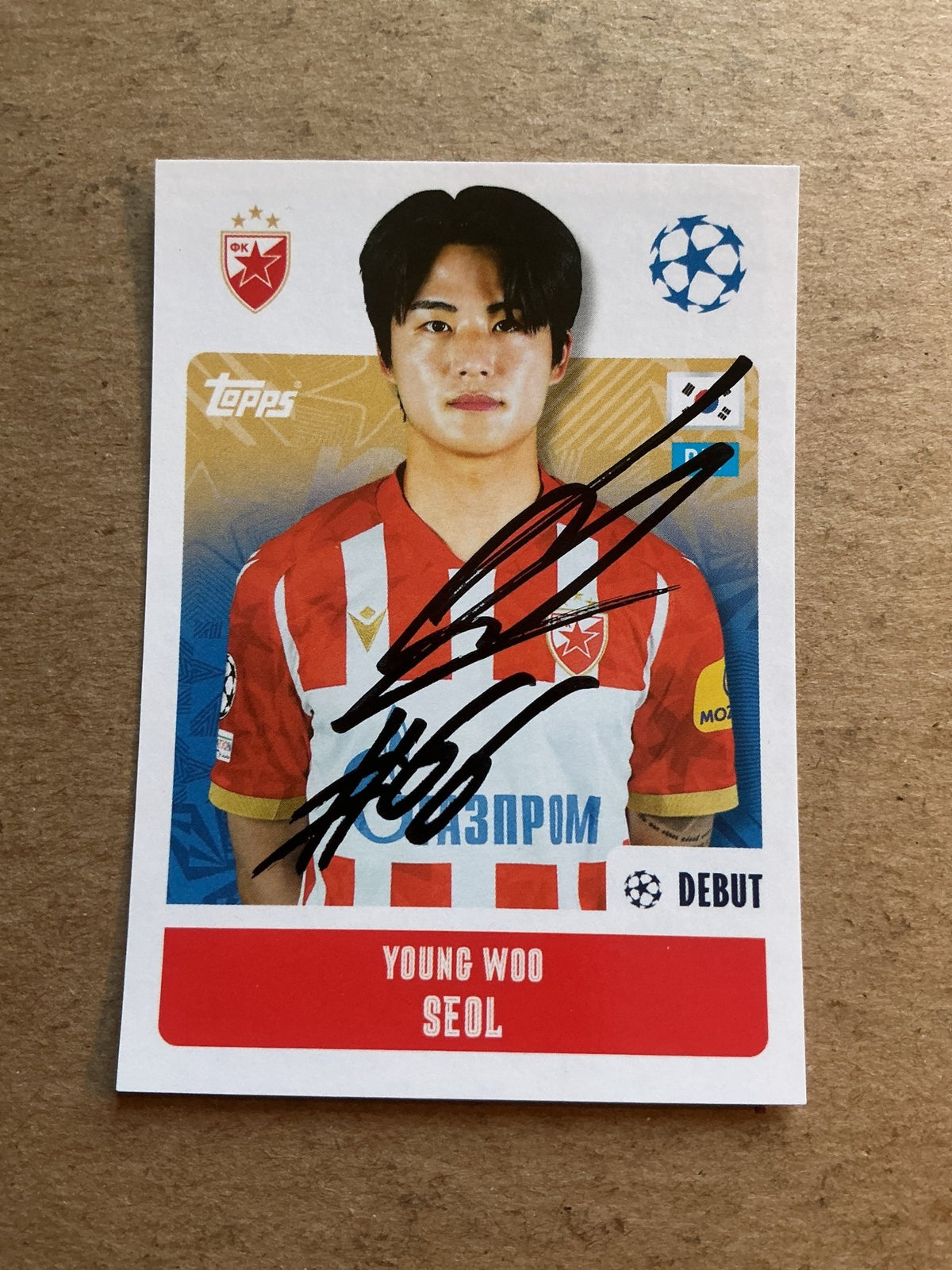 Young-Woo Seol, South Korea 🇰🇷 Red Star Belgrade 2024/25 Topps hand signed - Autographs-World