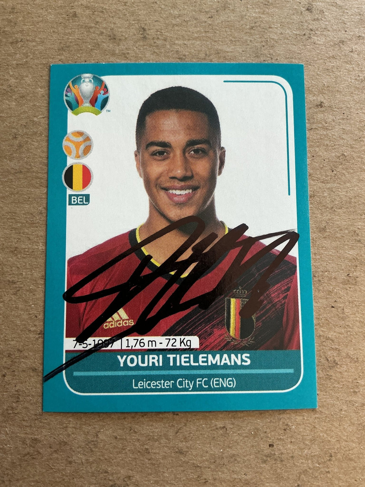 Youri Tielemans, Belgium 🇧🇪 UEFA Euro 2020 Panini hand signed - Autographs-World