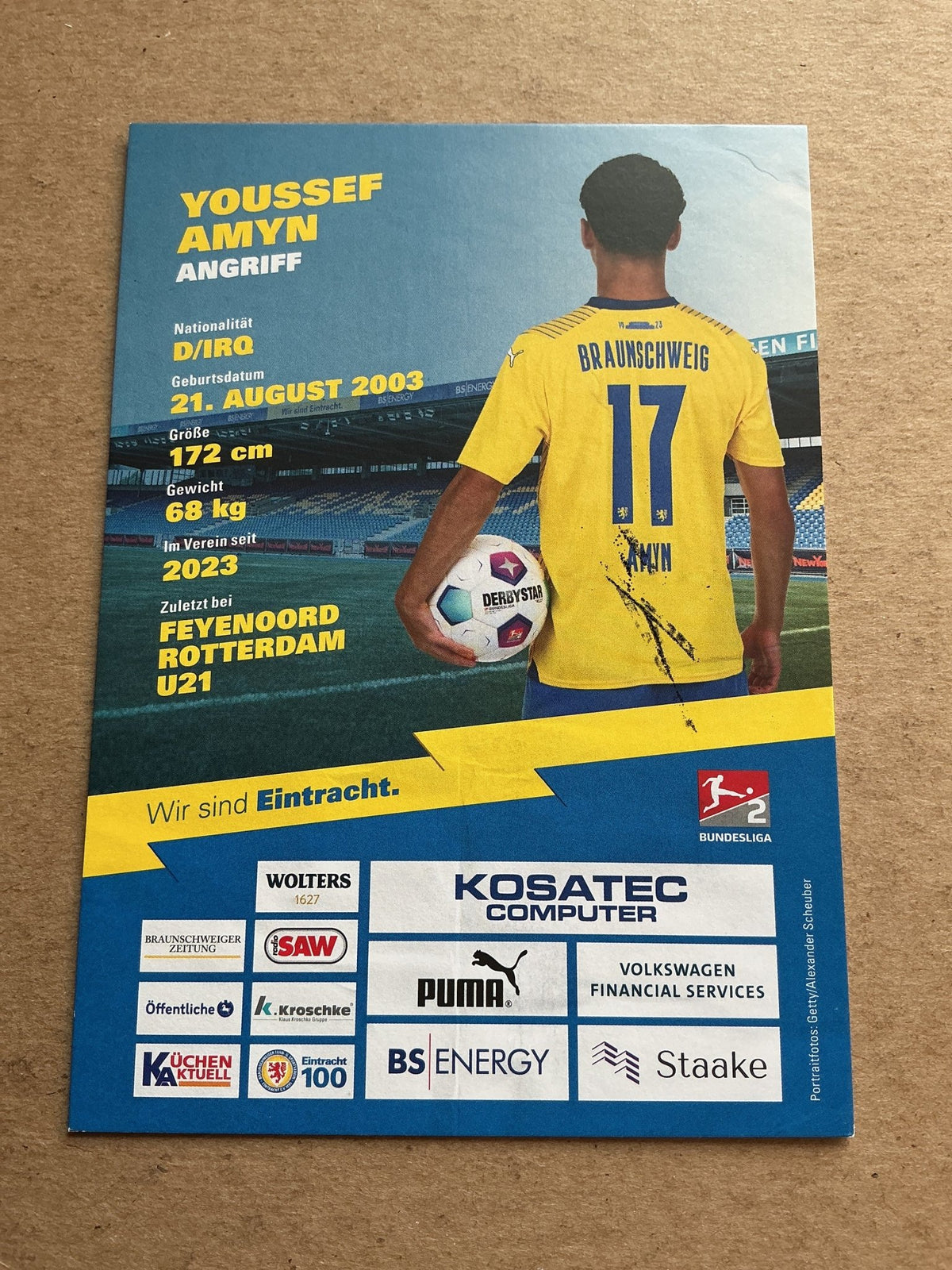 Youssef Amyn, Iraq 🇮🇶 Eintracht Braunschweig 2023/24 hand signed - Autographs-World