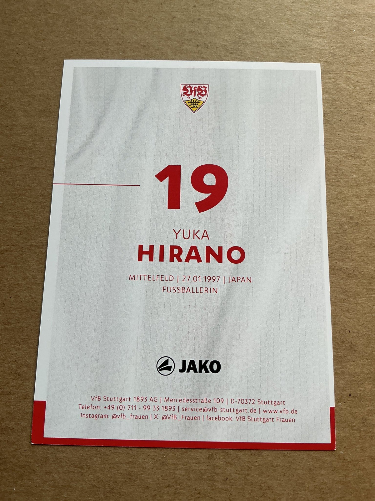 Yuka Hirano, Japan 🇯🇵 VfB Stuttgart 2024/25 hand signed - Autographs-World