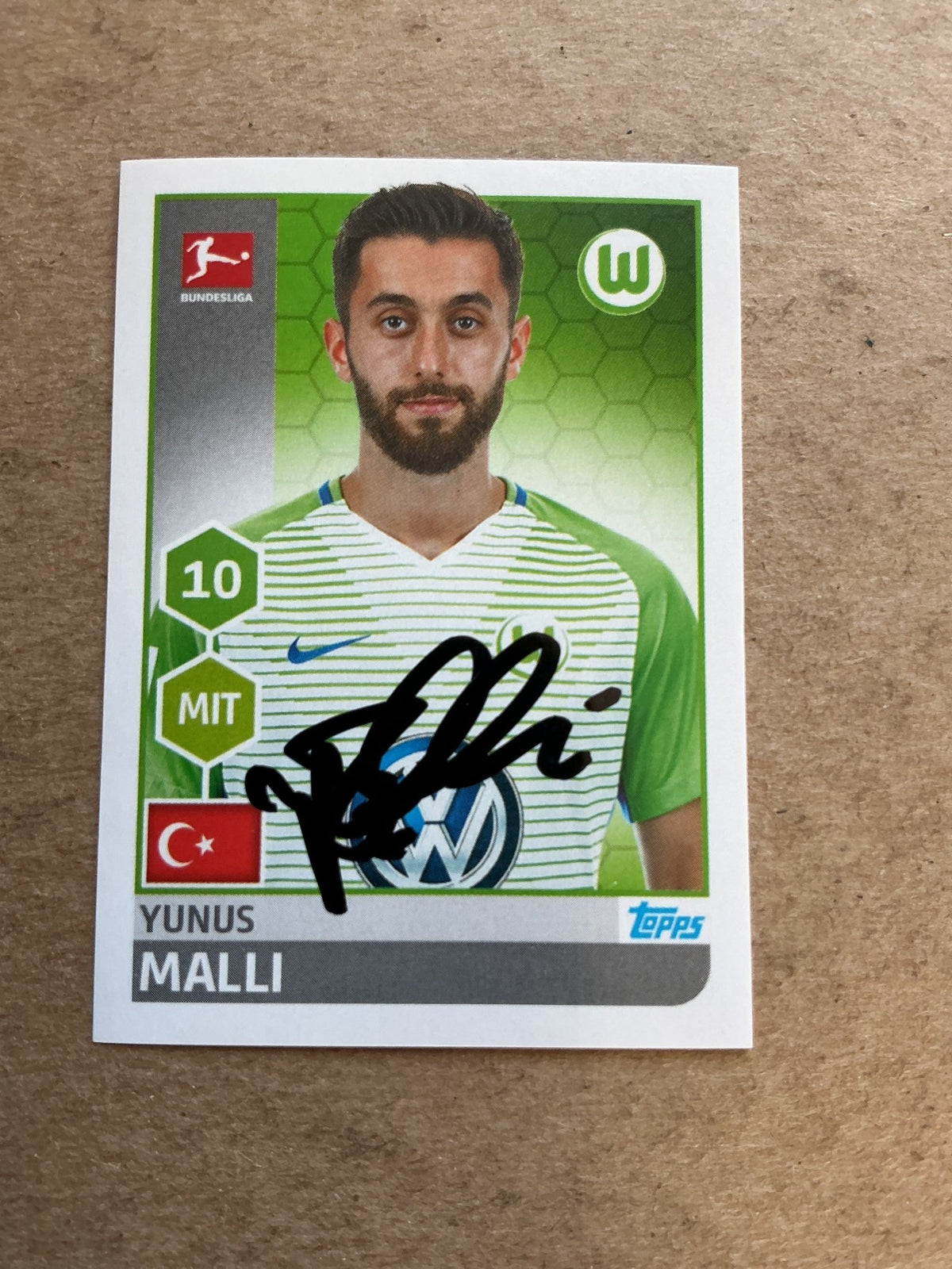 Yunus Malli, Türkiye 🇹🇷 VfL Wolfsburg 2017/18 Topps hand signed - Autographs-World