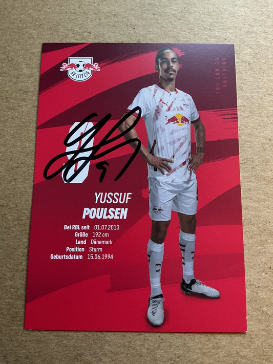 Yussuf Poulsen, Dänemark 🇩🇰 RB Leipzig 2024/25 hand signed - Autographs-World