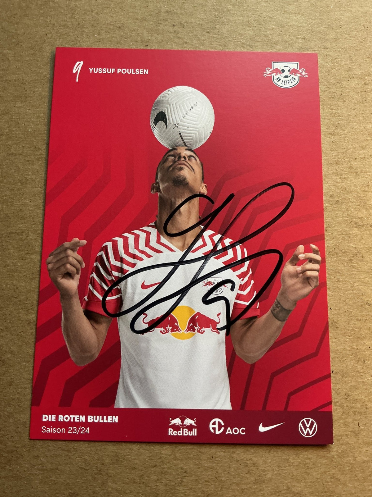 Yussuf Poulsen, Denmark 🇩🇰 RB Leipzig 2023/24 hand signed - Autographs-World