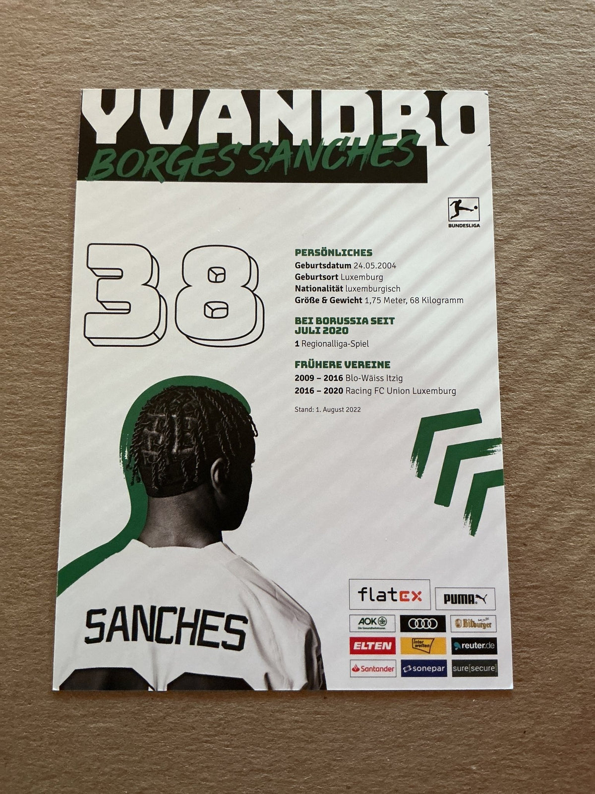 Yvandro Borges Sanches, Luxemburg 🇱🇺 Borussia Mönchengladbach 2022/23 hand signed - Autographs-World