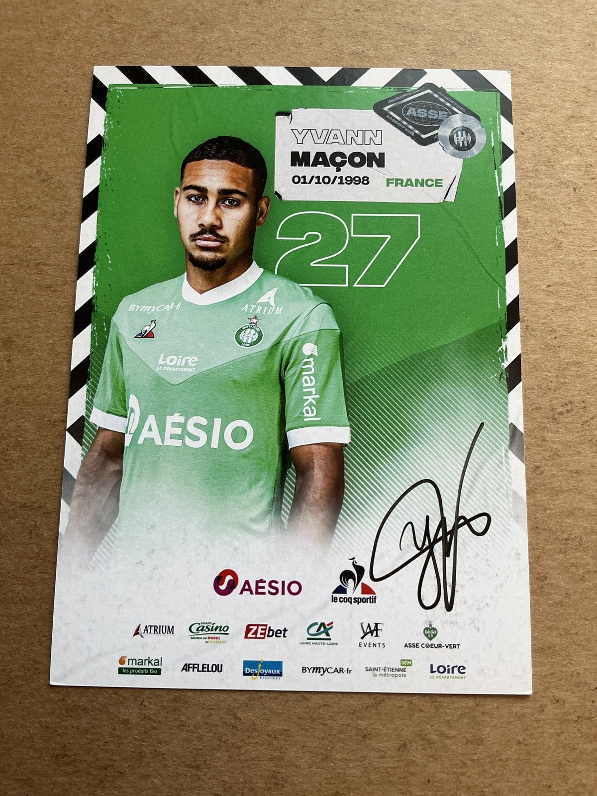 Yvann Maçon, France 🇫🇷 AS Saint-Étienne 2020/21 hand signed - Autographs-World