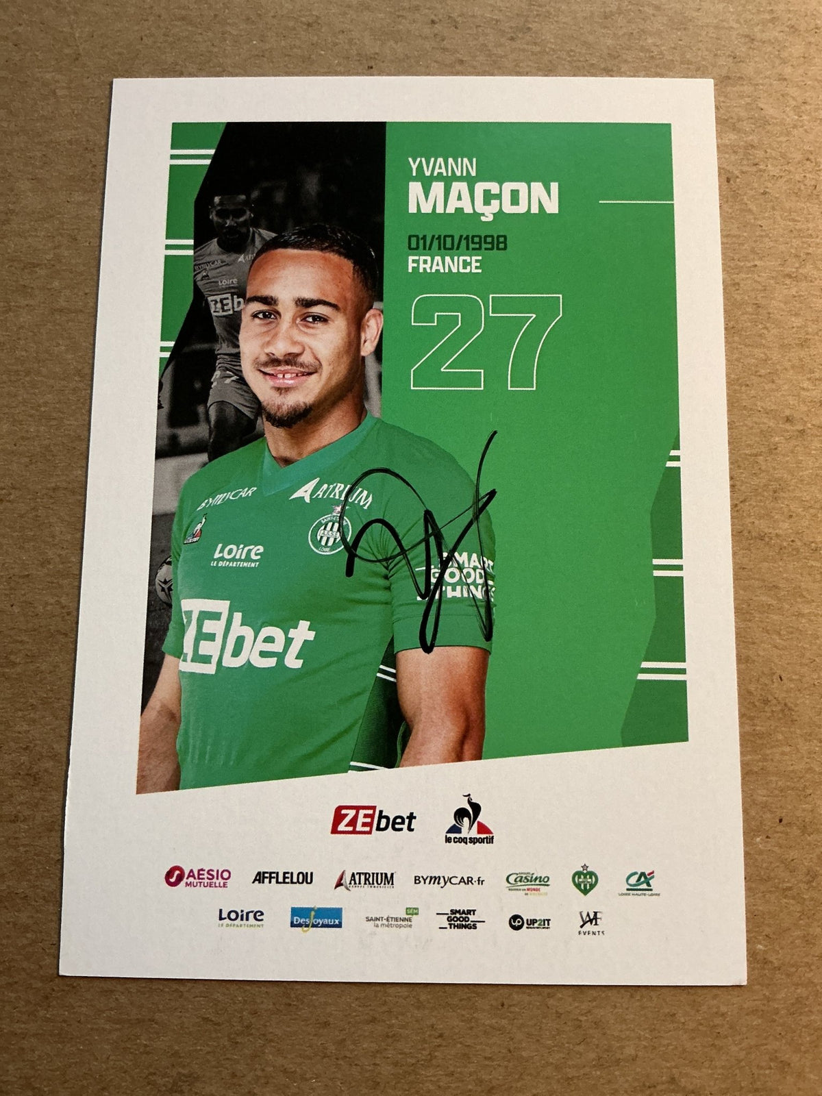 Yvann Maçon, France 🇫🇷 AS Saint-Étienne 2021/22 hand signed - Autographs-World
