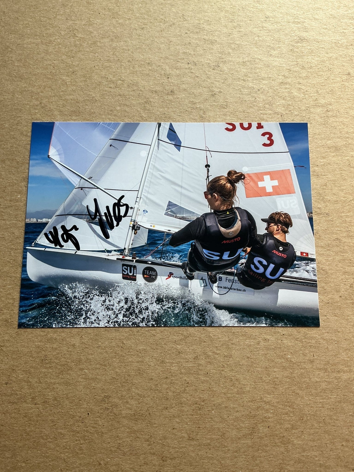 Yves Mermodt & Maja Siegenthaler, Switzerland 🇨🇭 Sailing Summer Olympics 2024 hand signed - Autographs-World