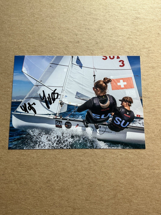 Yves Mermodt & Maja Siegenthaler, Switzerland 🇨🇭 Sailing Summer Olympics 2024 hand signed - Autographs-World