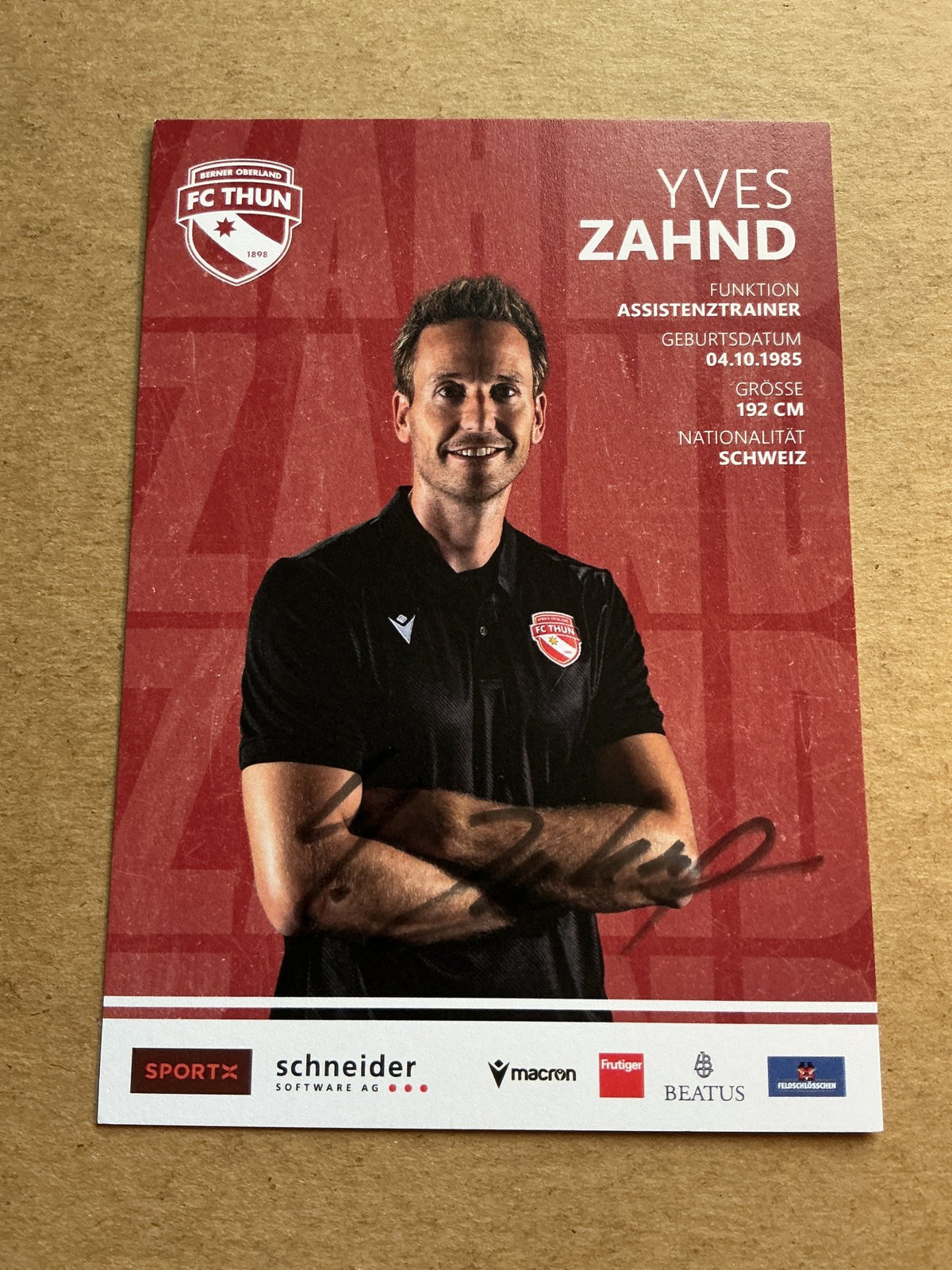 Yves Zahnd, Switzerland 🇨🇭 FC Thun 2023/24 hand signed - Autographs-World