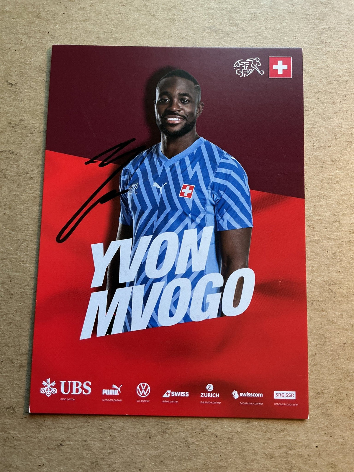 Yvon Mvogo, Switzerland 🇨🇭UEFA Euro 2024 hand signed - Autographs-World