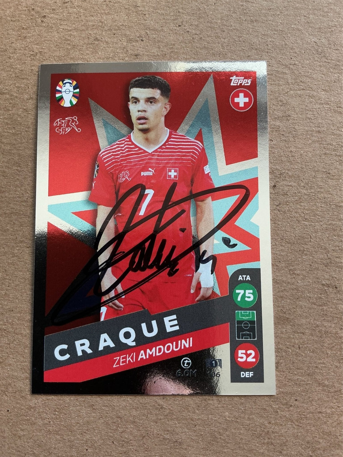 Zeki Amdouni, Switzerland 🇨🇭 UEFA Euro 2024 hand signed - Autographs-World