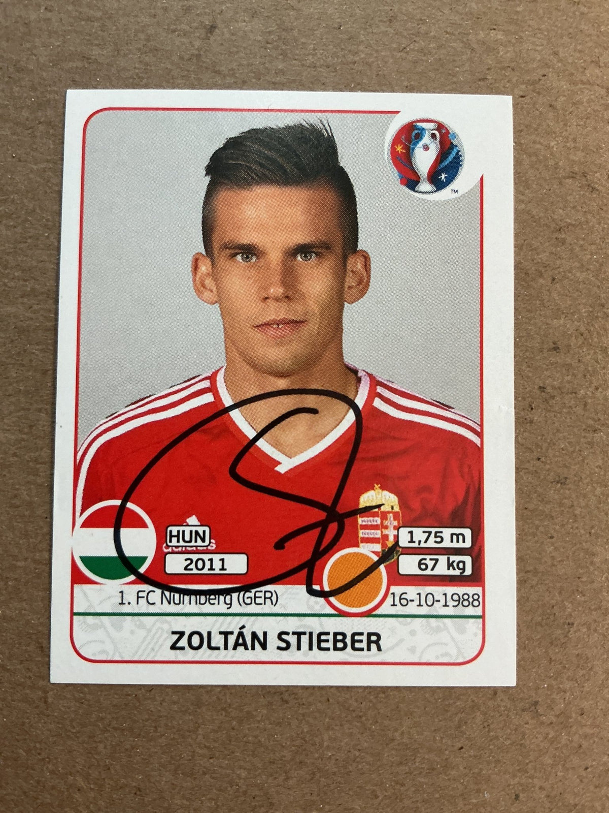 Zoltán Stieber, Hungary 🇭🇺 UEFA Euro 2016 Panini hand signed - Autographs-World