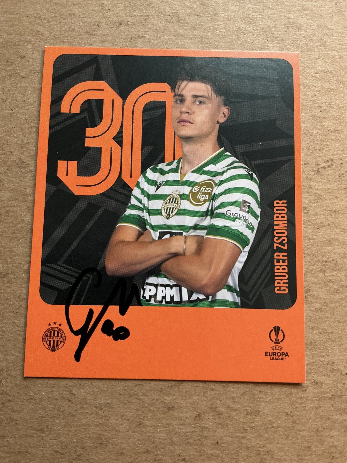 Zsombor Gruber, Hungary 🇭🇺 Ferencvaros 2025/26 hand signed - Autographs-World