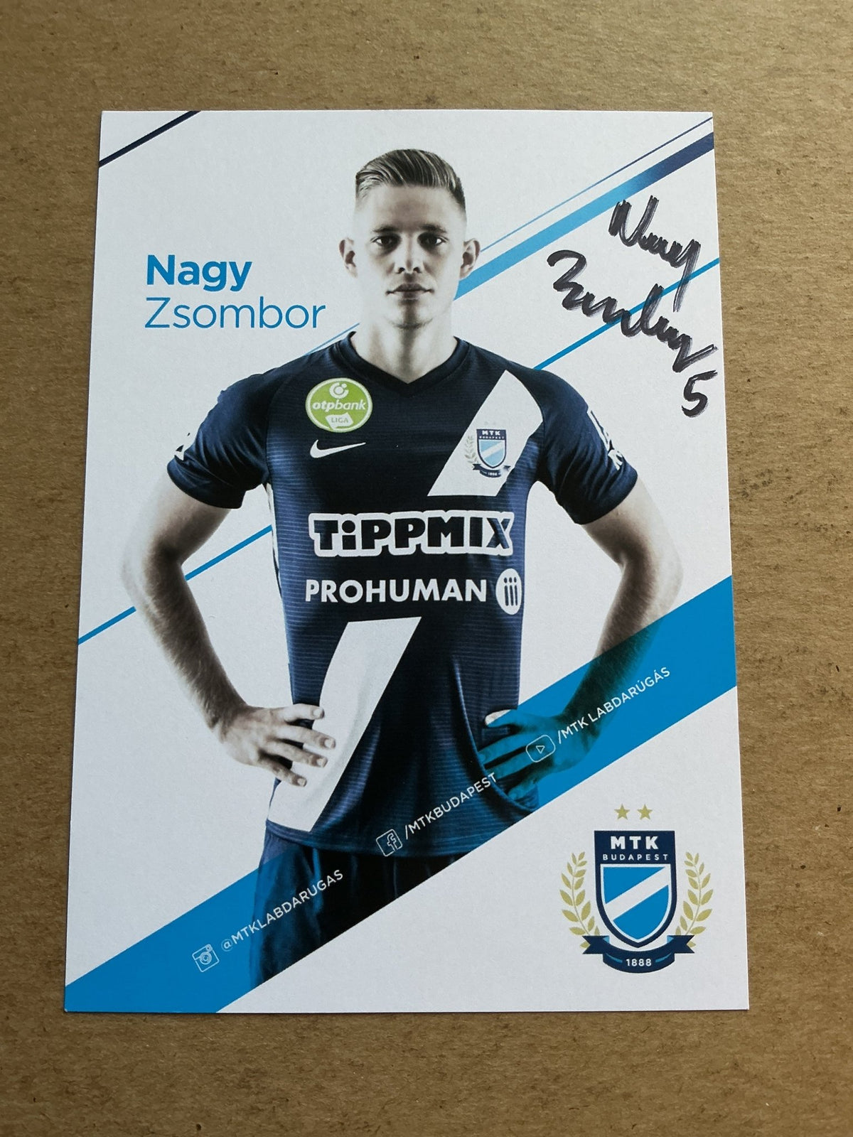 Zsombor Nagy, Hungary 🇭🇺 MTK Budapest 2020/21 hand signed - Autographs-World