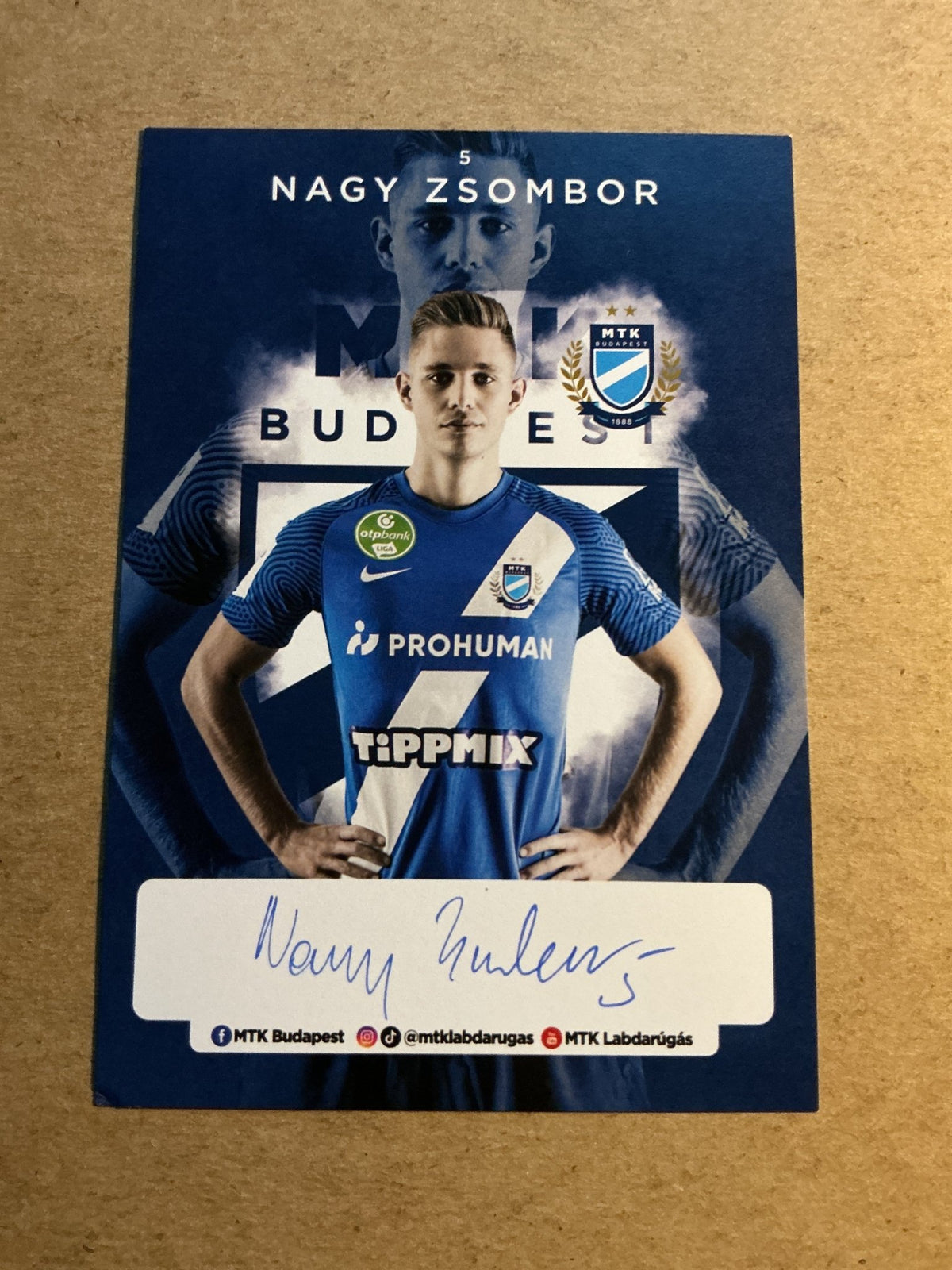 Zsombor Nagy, Hungary 🇭🇺 MTK Budapest 2021/22 hand signed - Autographs-World
